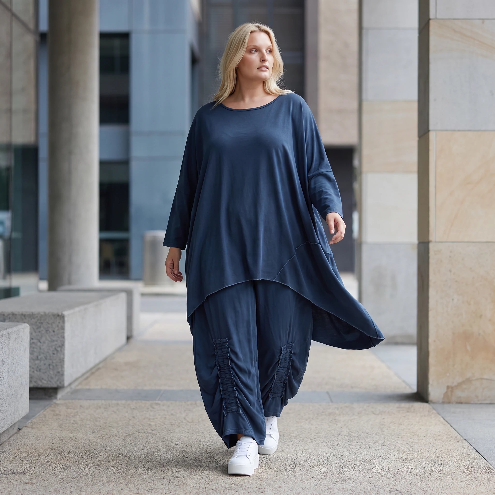 Damen Shirt Lagenlook Lyocell Petrol, gerader Schnitt, Kurzarm, Oversize große Größen – AKH Premium