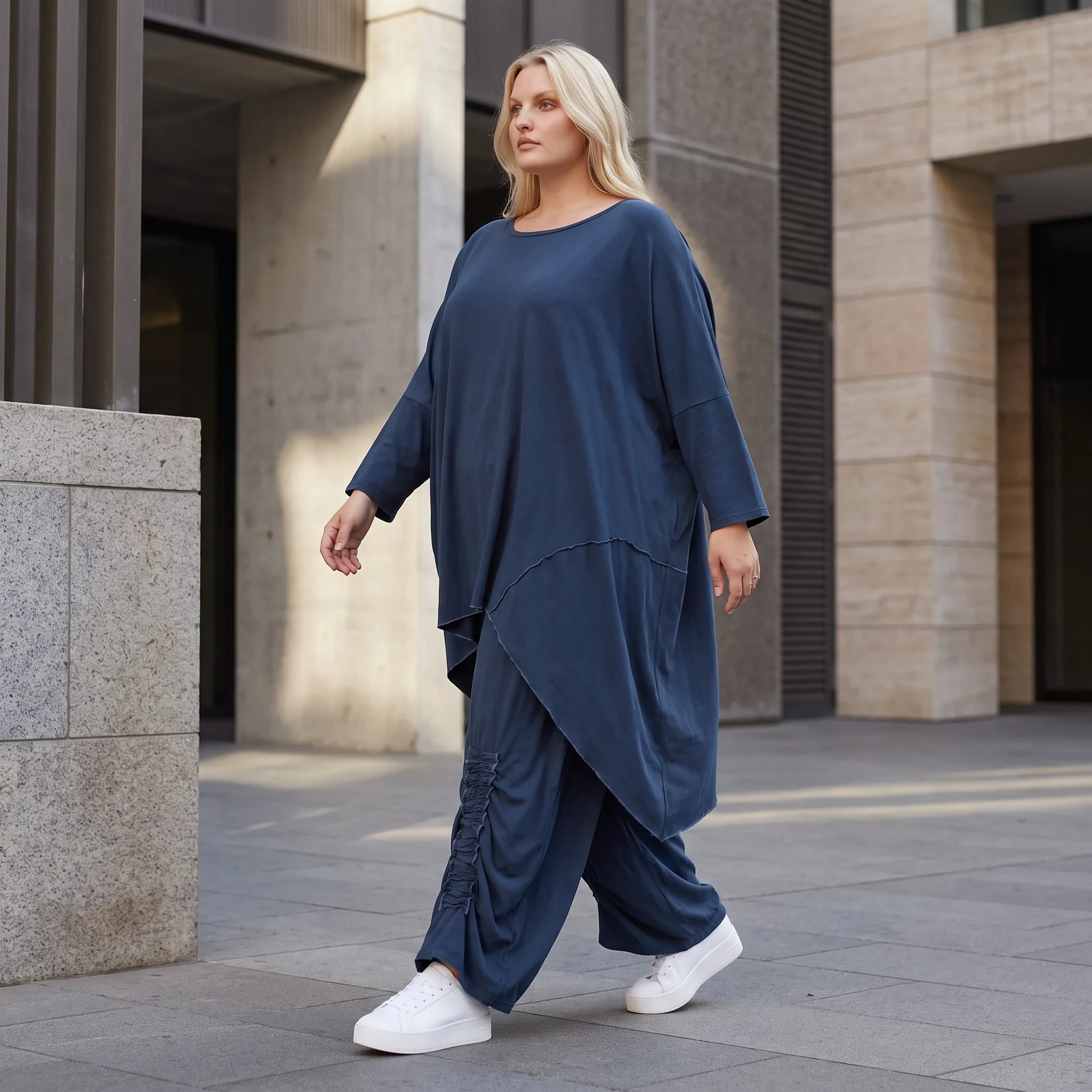 Damen Shirt Lagenlook Lyocell Petrol, gerader Schnitt, Kurzarm, Oversize große Größen – AKH Premium