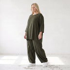 Damen Hose Lagenlook Lyocell Khaki, Ballonschnitt, Oversize große Größen – AKH Premium