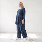 Damen Hose Lagenlook Lyocell Petrol, Ballonschnitt, Flügeltaschen, Oversize große Größen – AKH Premium