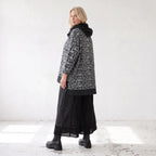 Damen Shirt Lagenlook Viskose Schwarz/Grau, asymmetrisch, Langarm, Rollkragen, Oversize große Größen – AKH Premium