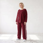 Rote Ballonhose aus French Terry mit Kontraststreifen und elastischem Bund Streetwear