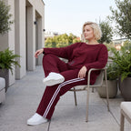 Rote Ballonhose aus French Terry mit Kontraststreifen und elastischem Bund Streetwear