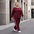 Rote Ballonhose aus French Terry mit Kontraststreifen und elastischem Bund Streetwear