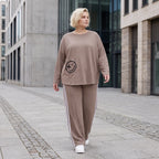 Jogger-Hose im Retro College Look aus French Terry mit weißen Kontraststreifen Ballonform