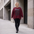 Kastiges Langarmshirt aus French Terry mit Statement Print und sichtbaren Außennähten