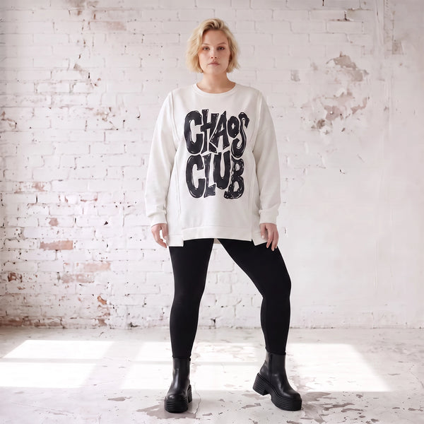Kastiges Langarmshirt mit Statement Print und Außennähten aus French Terry Stretch urban
