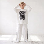 Kastiges Langarmshirt mit Statement Print und Außennähten aus French Terry Stretch urban