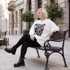 Kastiges Langarmshirt mit Statement Print und Außennähten aus French Terry Stretch urban