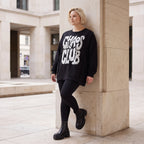 Statementshirt aus French Terry mit Chaos Club Print kastig und vorne kürzer geschnitten