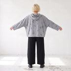 Grauer Hoody in Destroyed-Optik aus Baumwolljersey mit Kapuze und Langarm lässig Style