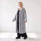 Jerseycardigan in Dusty Grey mit Kapuze aus Baumwolle und Elasthan mit geradem Schnitt