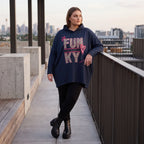 Dunkelblaues Kapuzensweatshirt mit Leoprint aus French Terry mit gerader Silhouette