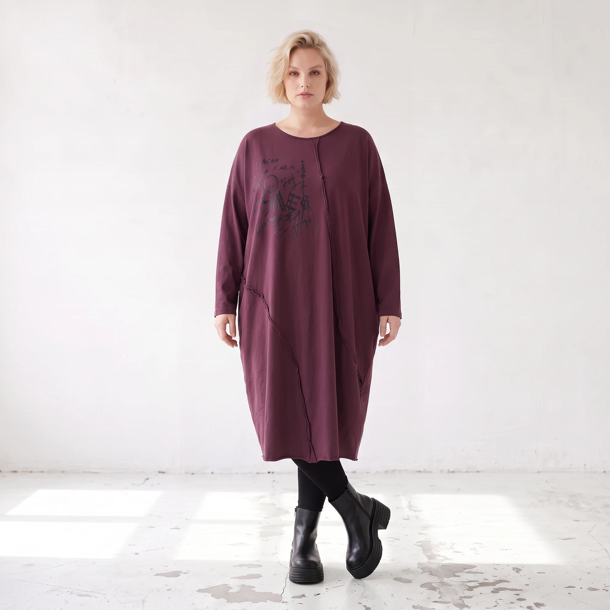 Altlila French Terry Kleid in Ballonform aus Baumwolle mit Elasthan weich Made in Italy