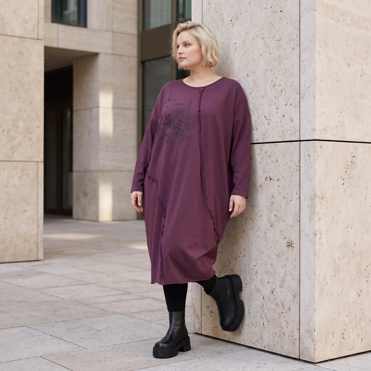 Altlila French Terry Kleid in Ballonform aus Baumwolle mit Elasthan weich Made in Italy