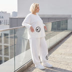 Oversizehose aus warmem French Terry mit Smileyprint gesmoktem Saum und Seitentaschen