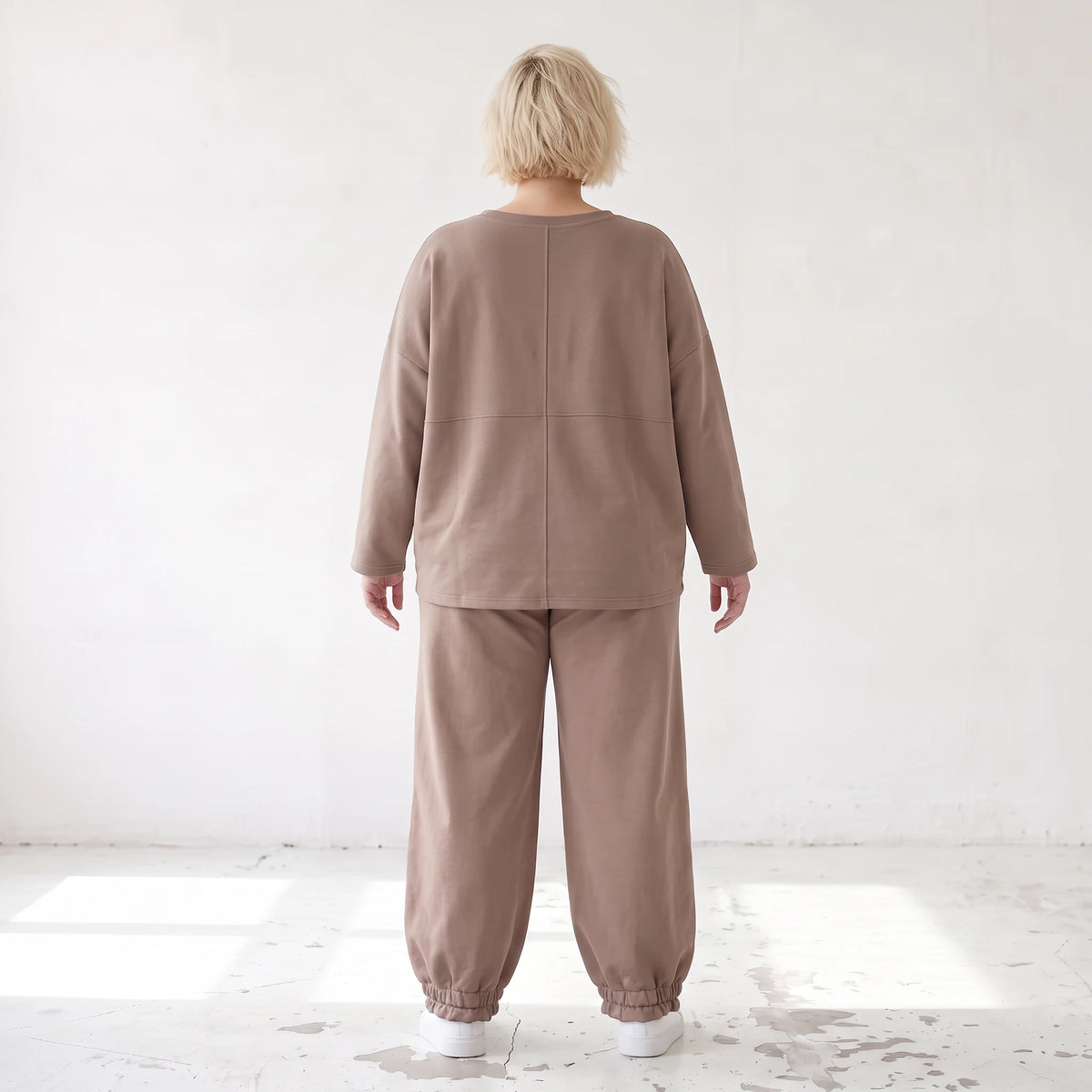 French-Terry Oversizedhose mit Smiley-Print gesmoktem Saum und Seitentaschen Streetstyle