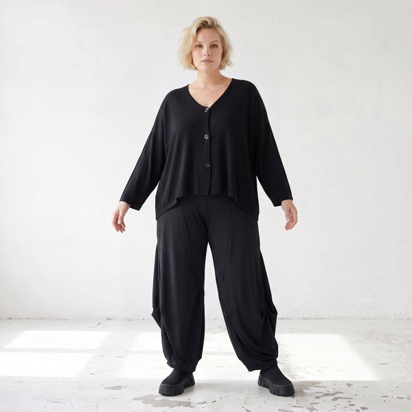 Ballonhose aus Slinky mit Stretch weites Bein als Schlupfhose fließend und elegant edel