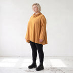 Kuscheliges Plüschshirt in Camel mit Rollkragen und schmeichelnder A-Linie Basic Look