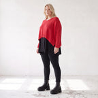 Strickpullover aus Baumwolle mit V-Ausschnitt kastiger Passform und seitlichen Schlitzen