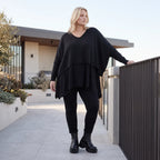 Kuscheliger Strickpullover mit V-Ausschnitt aus Baumwolle mit Stretch in kastiger Form