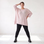 Altrosa Strickshirt aus Baumwolle in A-Linie mit Destroyedoptik weich für Winterlooks