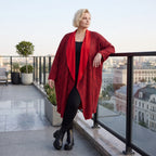 Cardigan aus French Terry in gerader Form mit Stehkragen offener Front und Baumwollmix