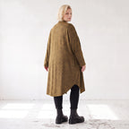 Cardigan in Camel aus feinem French Terry mit Stehkragen in geradem Schnitt aus Italien