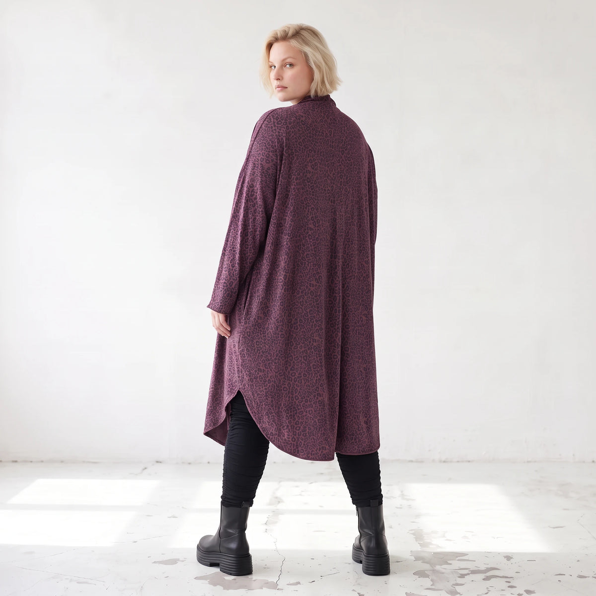 French Terry Cardigan mit Stehkragen in gerader Passform aus Baumwolle Elasthan