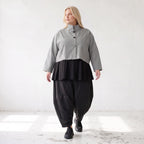 Kastige Bengalinejacke in Schwarz/Weiß mit Stehkragen und Stretch im Colorblock Look