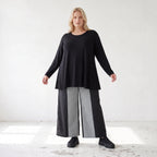 Palazzohose in Schwarz/Weiß aus weicher Bengaline mit Stretch und elastischem Komfortbund