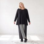 Palazzohose in Schwarz/Weiß aus weicher Bengaline mit Stretch und elastischem Komfortbund