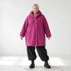Teddy Winterjacke in Ballonform mit Kapuze und tiefen Taschen kuschelig warm locker weit
