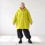 Flauschige limette Teddyjacke in Ballonform mit Kapuze und Taschen für Winterkomfort