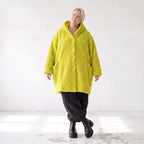 Flauschige limette Teddyjacke in Ballonform mit Kapuze und Taschen für Winterkomfort