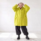 Flauschige limette Teddyjacke in Ballonform mit Kapuze und Taschen für Winterkomfort