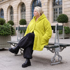 Flauschige limette Teddyjacke in Ballonform mit Kapuze und Taschen für Winterkomfort