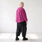 Kuschelige warme Fuchsia Teddyjacke in gerundeter Schnittform für stylische Winterlooks