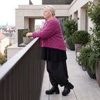 Kuschelige warme Fuchsia Teddyjacke in gerundeter Schnittform für stylische Winterlooks