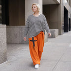 Marlenehose aus weichem Fleece mit Stretch und elastischem Bund mit Bindegürtel für Winter