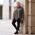 Wintershirt aus weichem Baumwolljersey mit Stretch in A-Linie Rollkragen mit Tunnelzug
