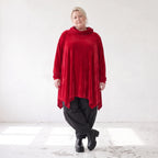 Veloursshirt in kuschelig weicher A-Linie mit Rollkragen und praktischen Seitentaschen