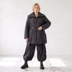 Winterjacke in Lederimitatoptik mit Tunnelzug Hemdkragen Knopfleiste und warmer Haptik