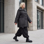 Winterjacke in Lederimitatoptik mit Tunnelzug Hemdkragen Knopfleiste und warmer Haptik