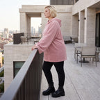 Rosa Ripp Hoodie mit Kapuze Kängurutasche und Stretch mit gerader bequemer Passform