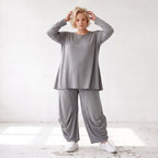 Langarmshirt in Glockenform aus Slinky mit Stretch und Rundhalsausschnitt fließend
