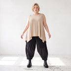Ärmelloses Basic Top in A-Linie aus fließendem Slinkystoff mit Stretch und Zipfelsaum