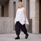 Ärmelloses Basic Top aus Slinkystoff mit Stretch in A-Linie mit Rundhals und Schlitzen