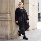 Kuschelige Strickjacke in Glockenform mit Reißverschluss Taschen und Stretchkomfort