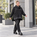 Winterhose aus Stretchjersey mit geradem Bein elastischem Bund und Overlocknahtdetail